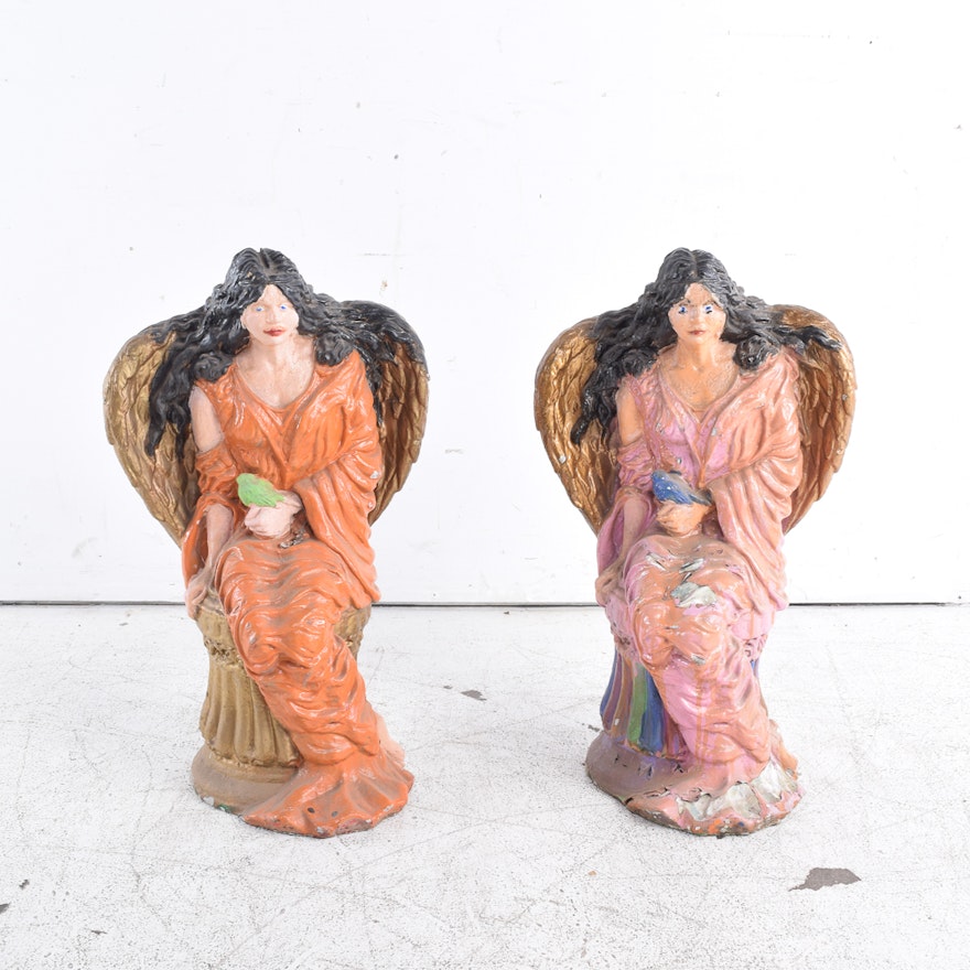 Vintage Painted Angel Statues