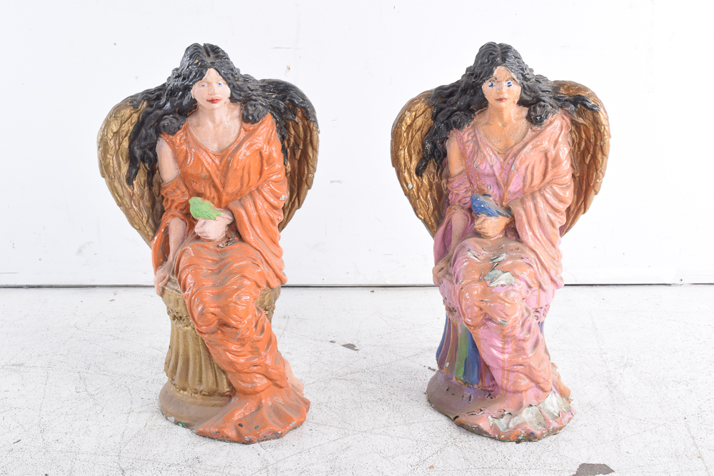 Vintage Painted Angel Statues