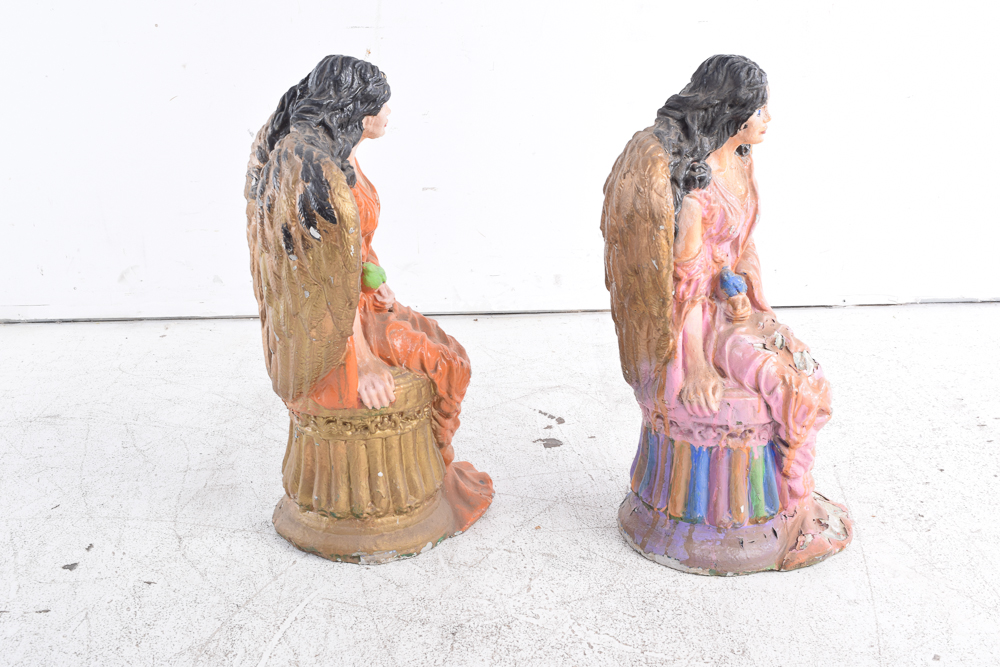 Vintage Painted Angel Statues