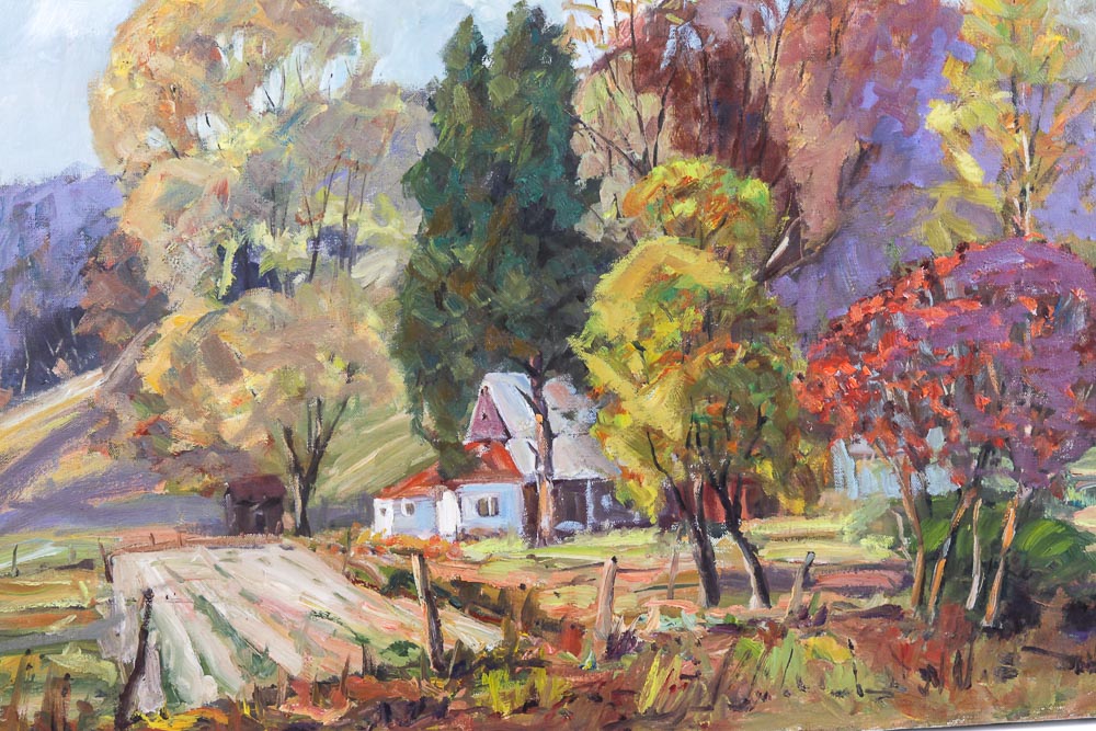 Judge Ed Hummer Oil Painting on Canvas "Mountain Farm"