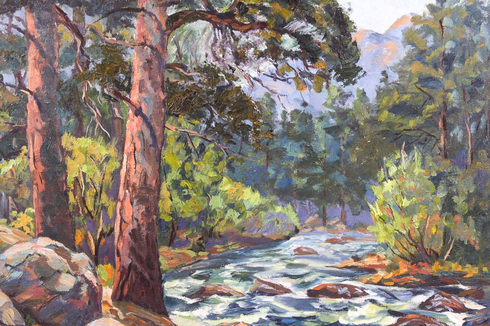 Judge Ed Hummer Oil Painting on Canvas "Boulders in Stream"