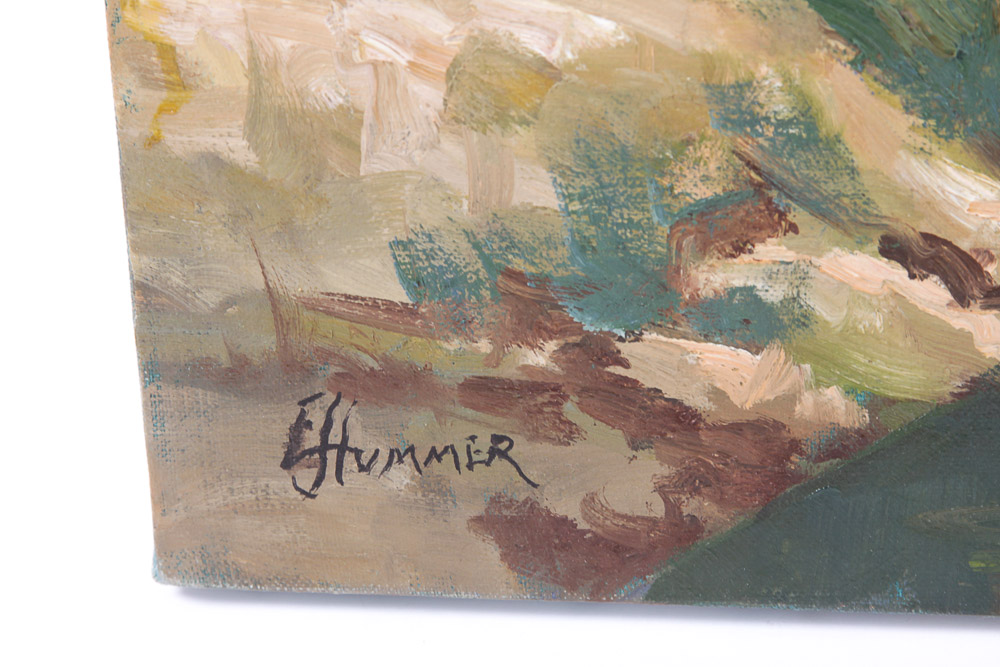 Judge Ed Hummer Oil Painting on Canvas "River Rock Steps"