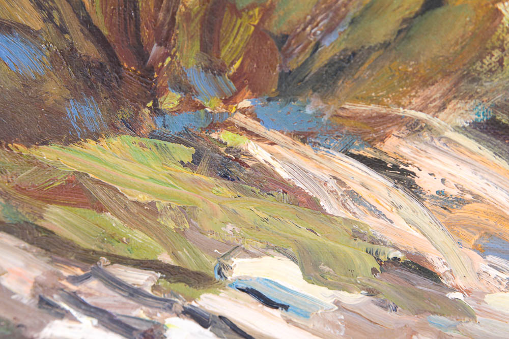 Judge Ed Hummer Oil Painting on Canvas "River Rock Steps"