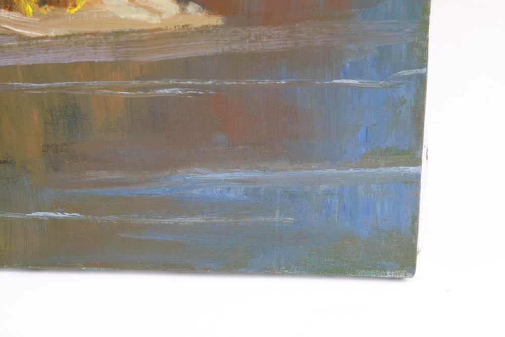 Judge Ed Hummer Oil Painting on Canvas "River Rock Steps"