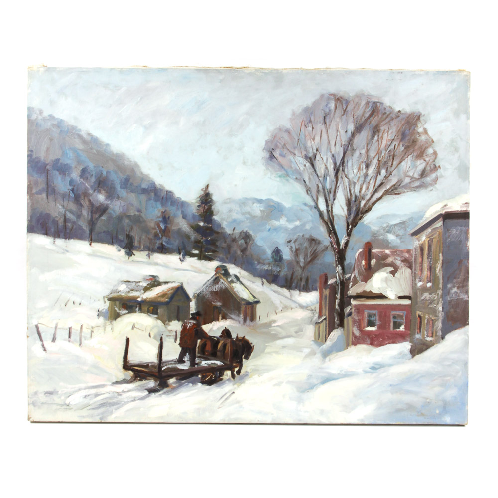 Judge Ed Hummer Oil Painting on Canvas "Empty Wagon"