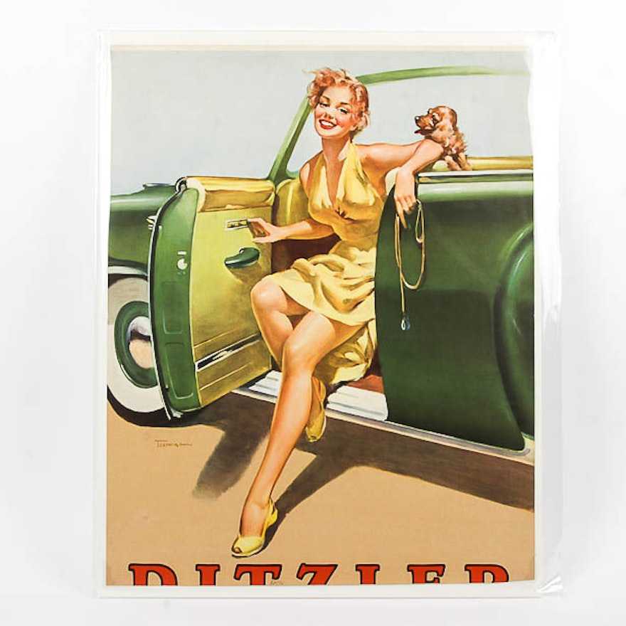 Reproduction Poster After Howard Terpning Painting of Woman With Car