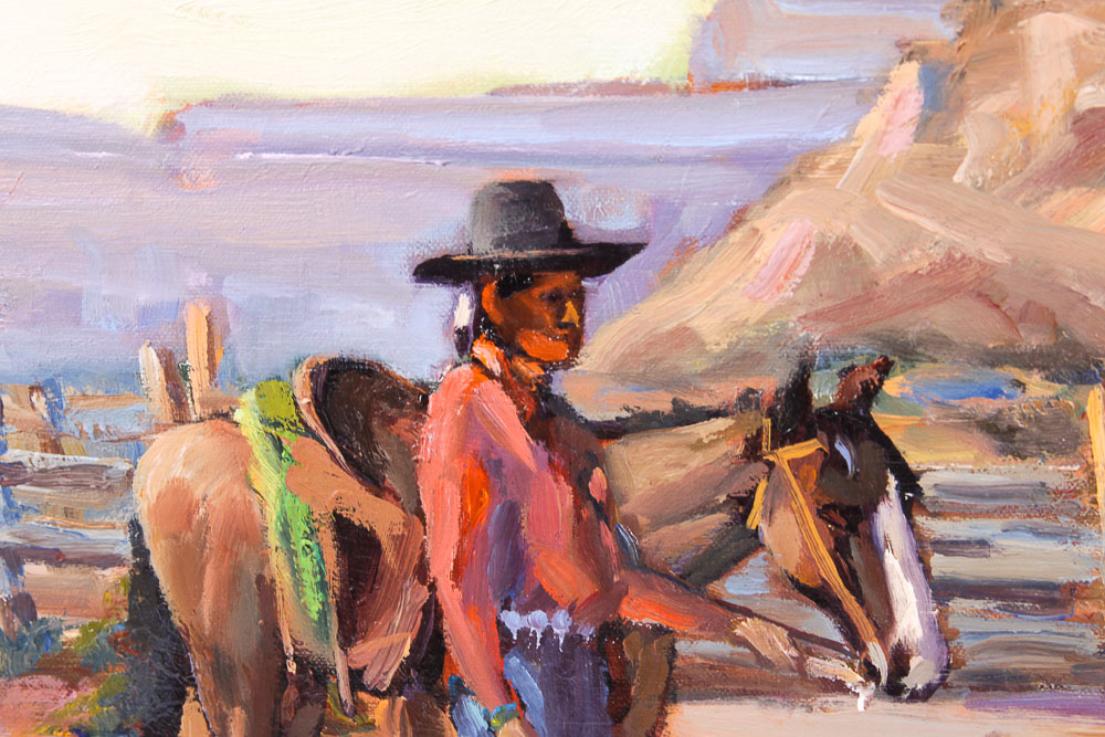 Judge Ed Hummer Oil Painting on Canvas "Navajo Hogan"