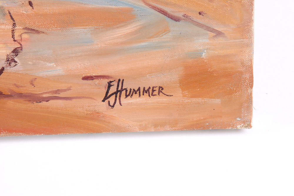 Judge Ed Hummer Oil Painting on Canvas "Navajo Hogan"