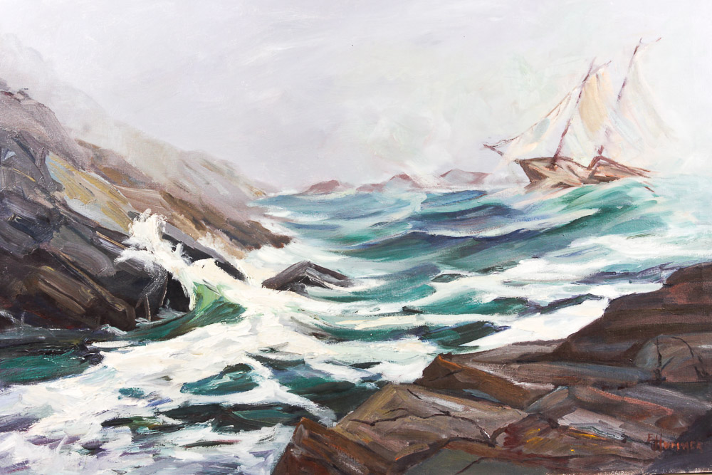 Judge Ed Hummer Oil Painting on Canvas "Fog and Surf"