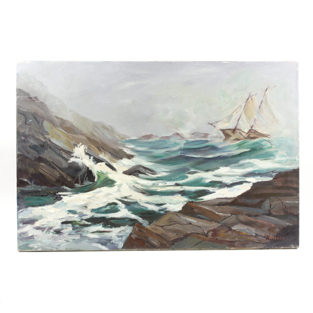 Judge Ed Hummer Oil Painting on Canvas "Fog and Surf"