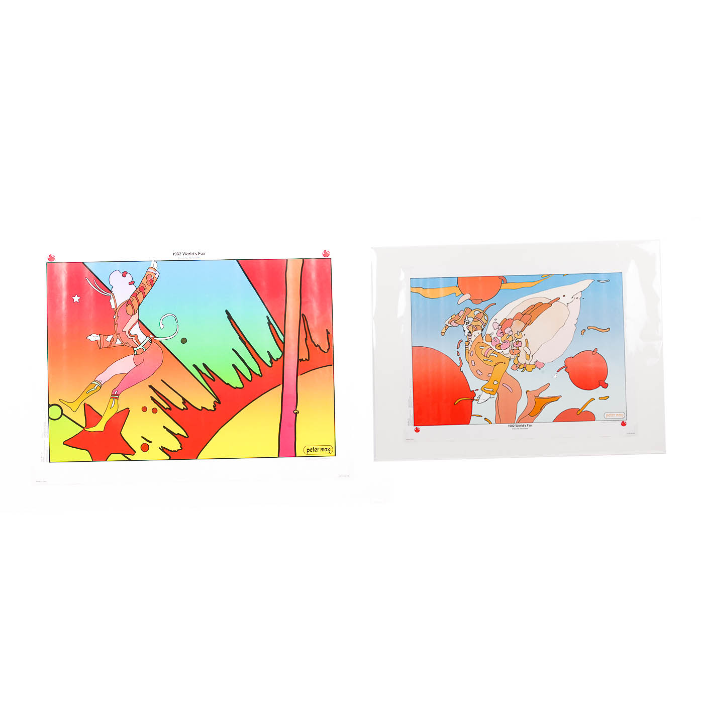 Peter Max  Pop Art Lithograph Posters Titled  "Cosmic Trapeze" and "Floating"