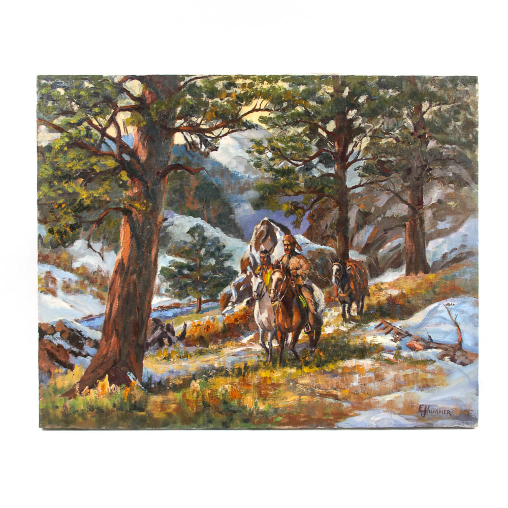Judge Ed Hummer Oil Painting on Canvas "French Trapper"