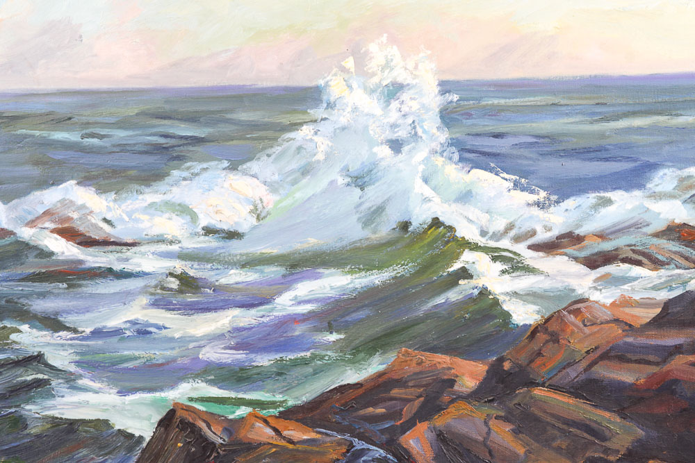Judge Ed Hummer Oil Painting on Canvas "Maine Surf I"