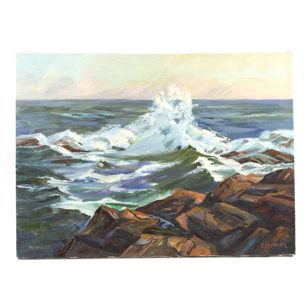 Judge Ed Hummer Oil Painting on Canvas "Maine Surf I"