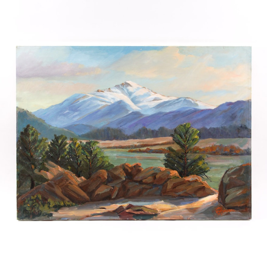 Judge Ed Hummer Oil Painting on Canvas "Picnic Spot"