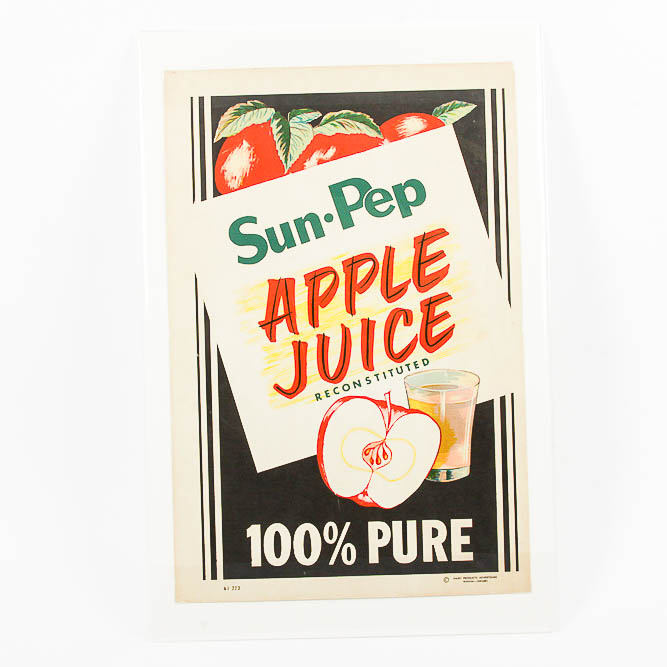 Vintage Sun-Pep Apple Juice Advertising Poster