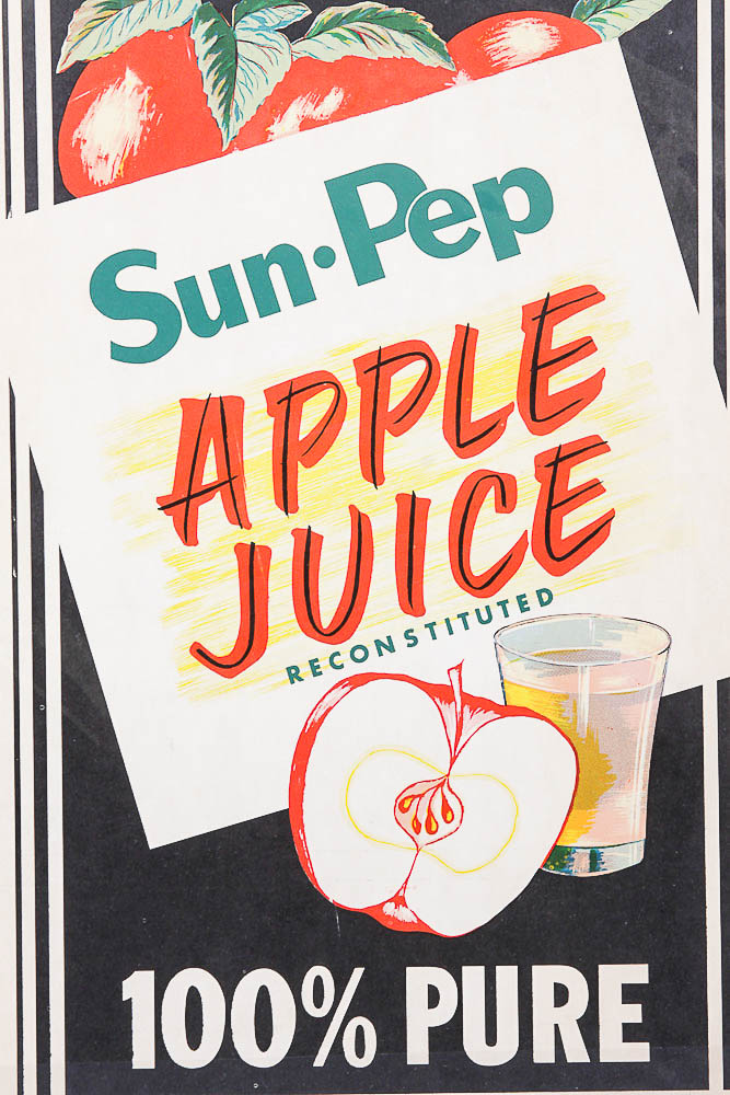 Vintage Sun-Pep Apple Juice Advertising Poster