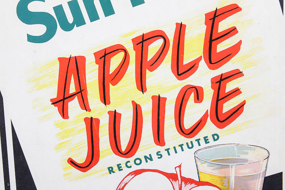 Vintage Sun-Pep Apple Juice Advertising Poster
