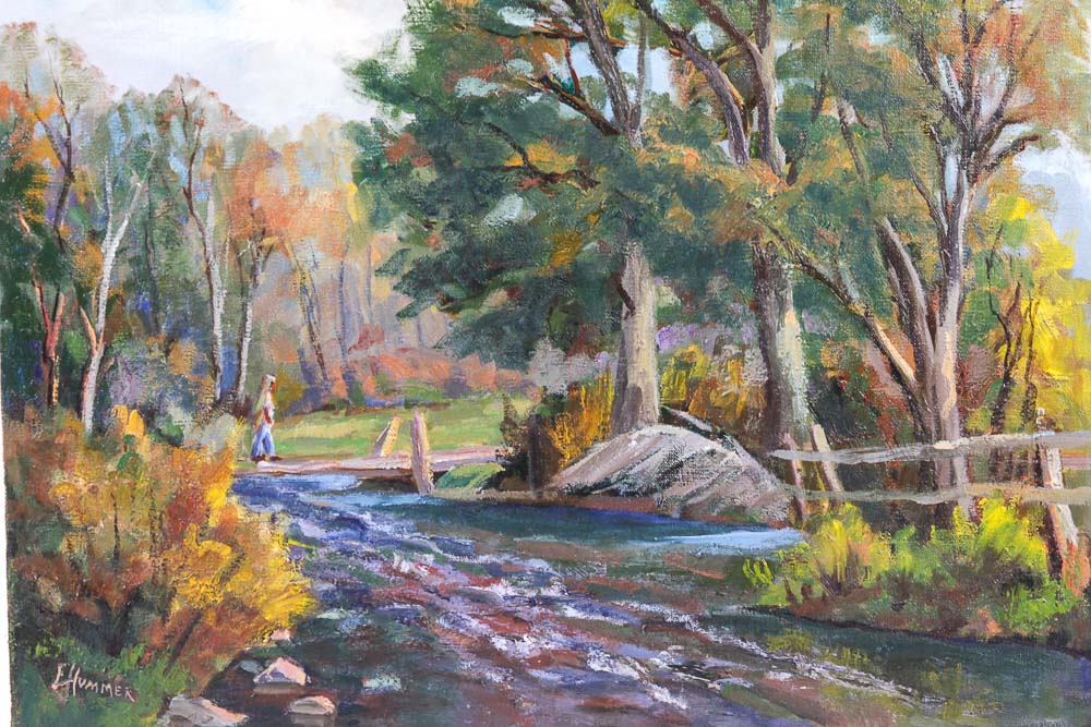 Judge Ed Hummer Oil Painting on Canvas of Wooded Scene