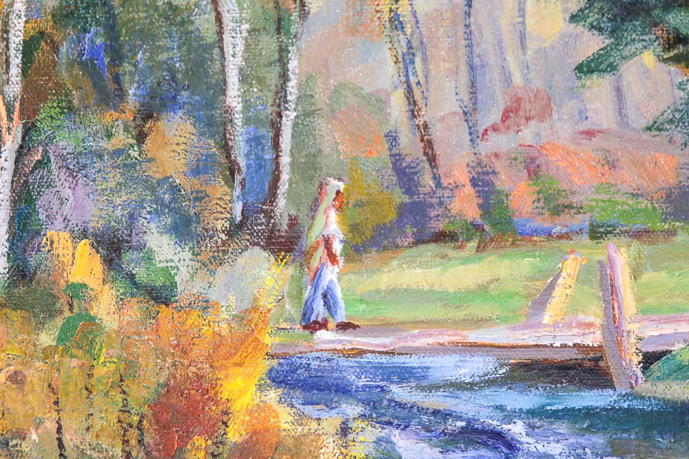 Judge Ed Hummer Oil Painting on Canvas of Wooded Scene