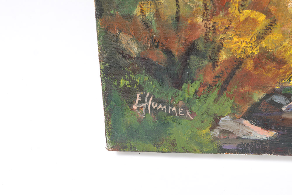 Judge Ed Hummer Oil Painting on Canvas of Wooded Scene