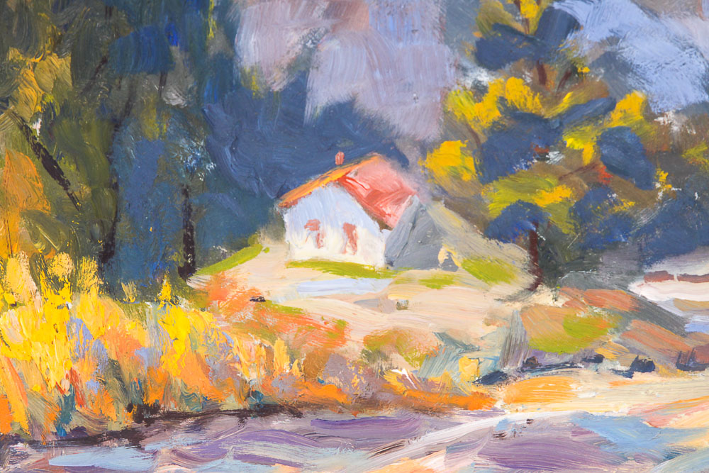 Ed Hummer Oil Painting on Board "House in the Woods"