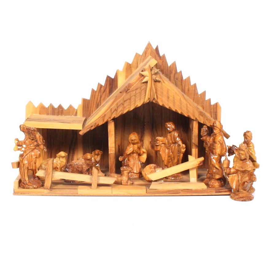 Wooden Nativity Set Hand Carved in Bethlehem