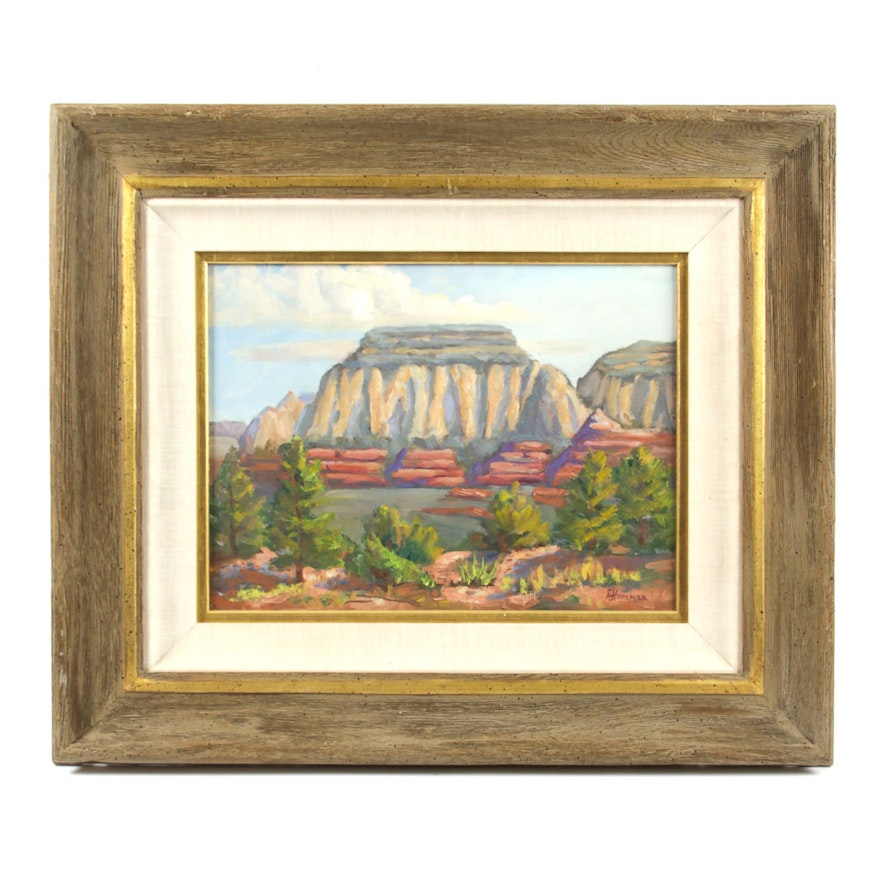 Judge Ed Hummer Oil Painting on Canvas of Desert Landscape