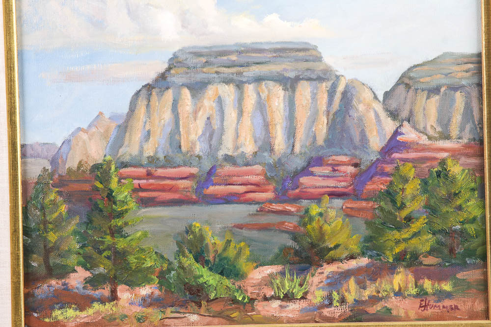 Judge Ed Hummer Oil Painting on Canvas of Desert Landscape