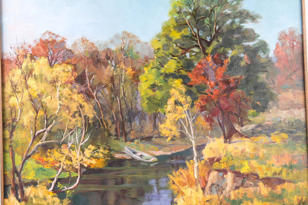 Ed Hummer Oil Painting on Canvas "After Fishing"