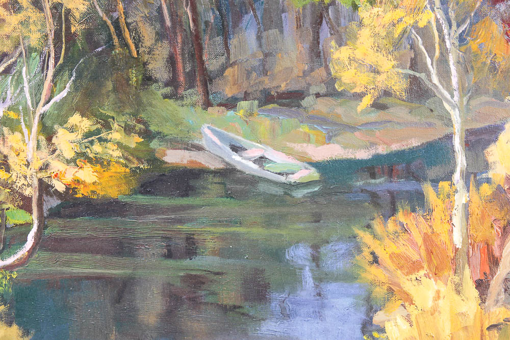 Ed Hummer Oil Painting on Canvas "After Fishing"