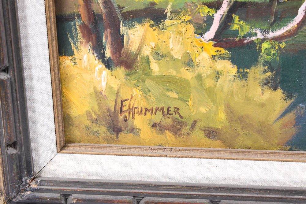 Ed Hummer Oil Painting on Canvas "After Fishing"
