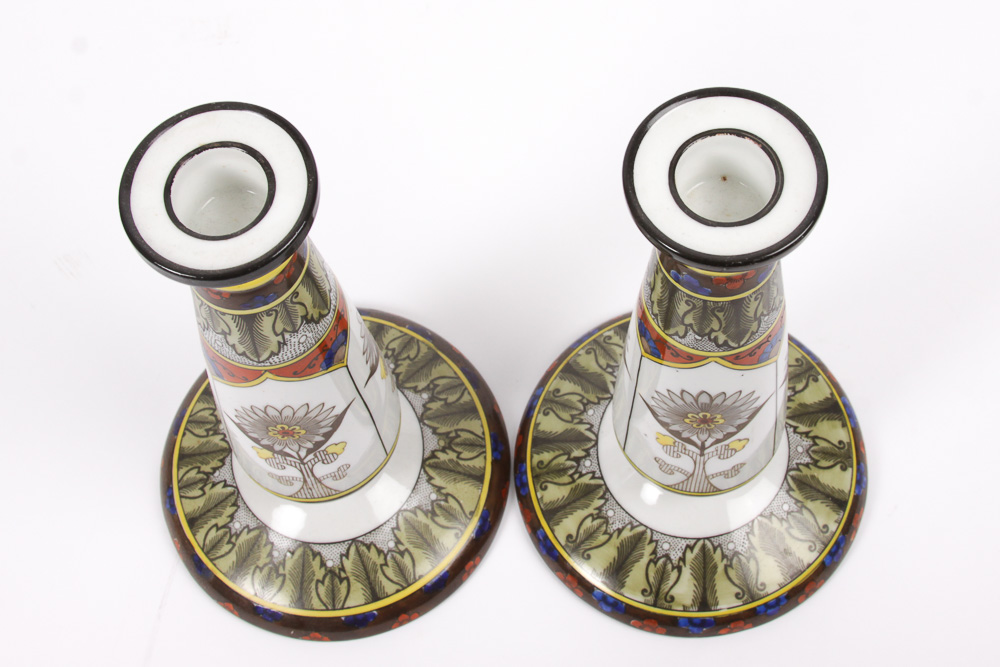 Vintage Noritake Candle Holders and Bowl