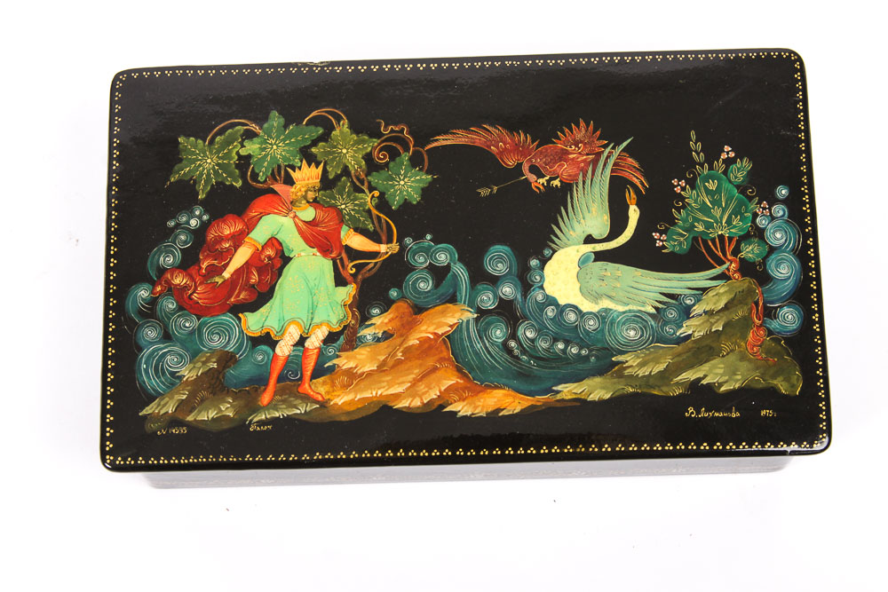 Russian Lacquered and Hand-Painted Trinket Boxes