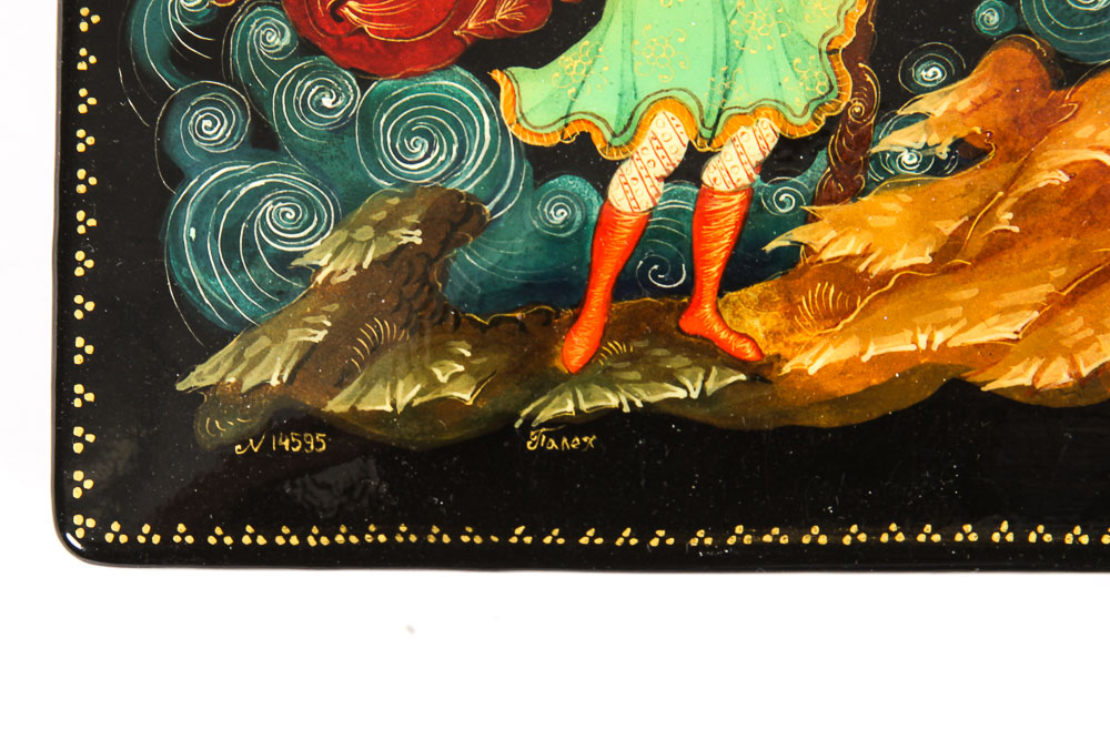 Russian Lacquered and Hand-Painted Trinket Boxes