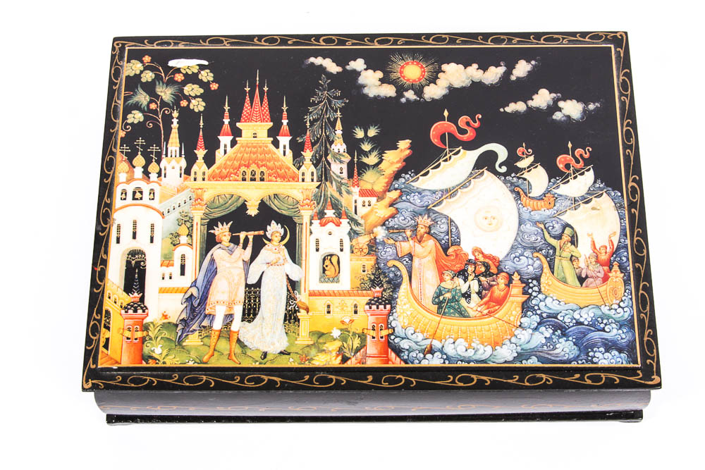 Russian Lacquered and Hand-Painted Trinket Boxes