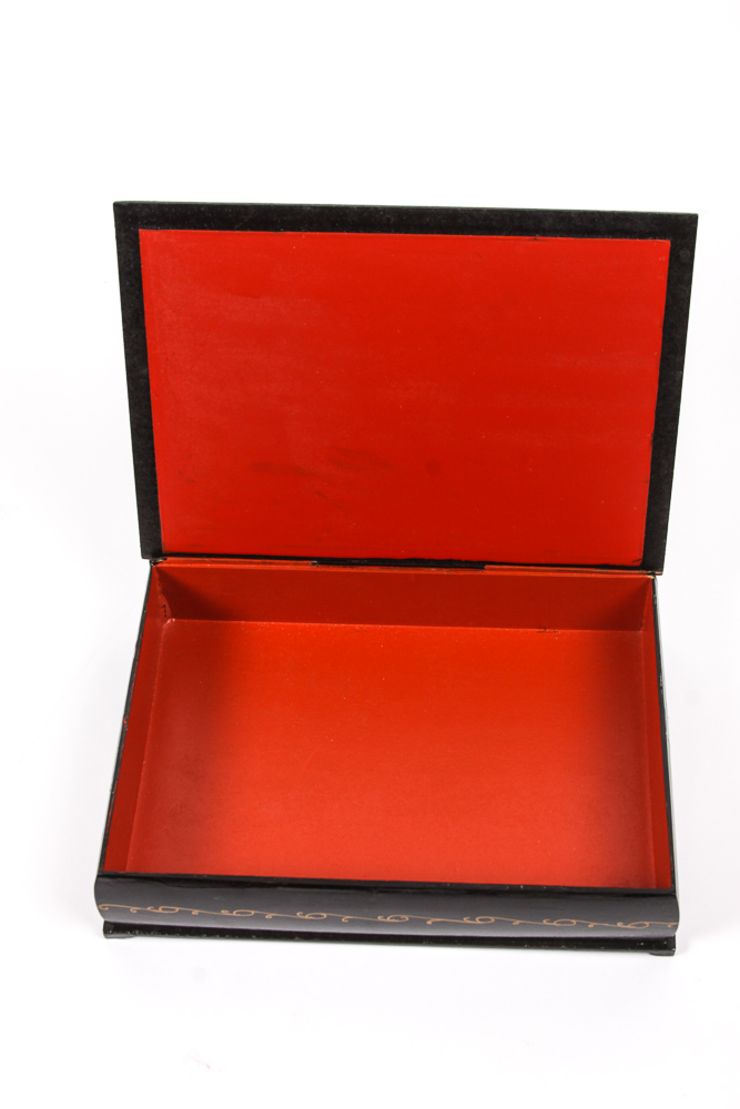 Russian Lacquered and Hand-Painted Trinket Boxes