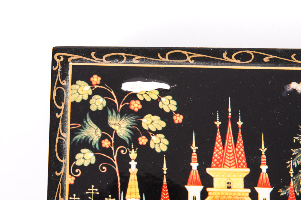 Russian Lacquered and Hand-Painted Trinket Boxes