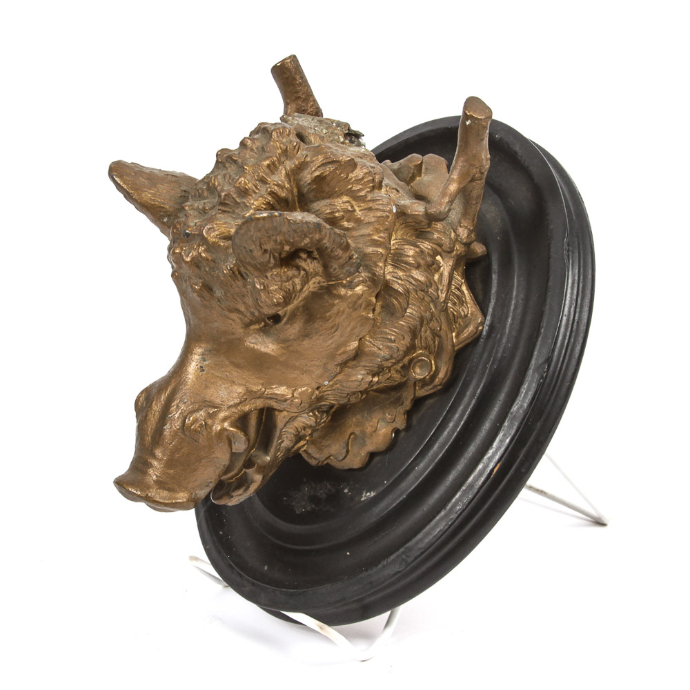 Vintage Cast Metal Wild Boar's Head Door Knocker