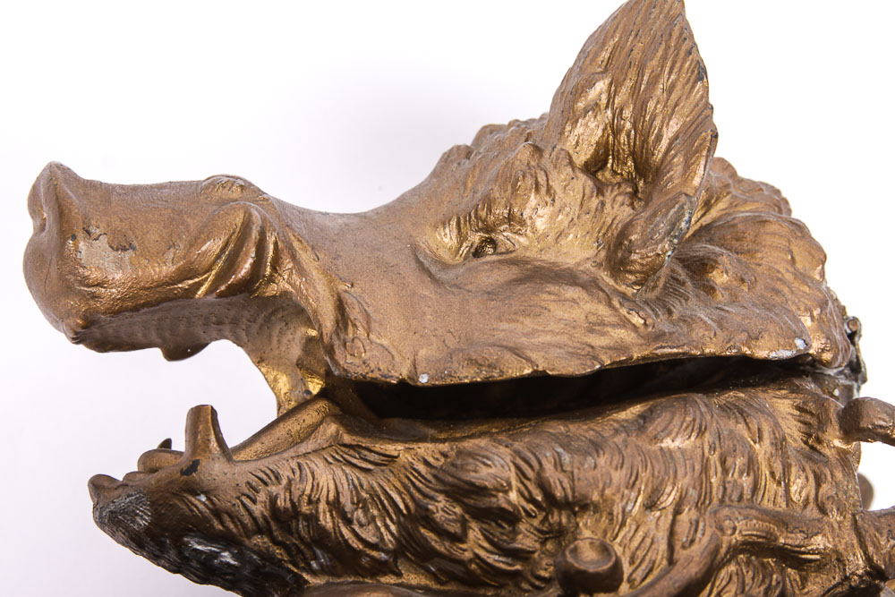 Vintage Cast Metal Wild Boar's Head Door Knocker