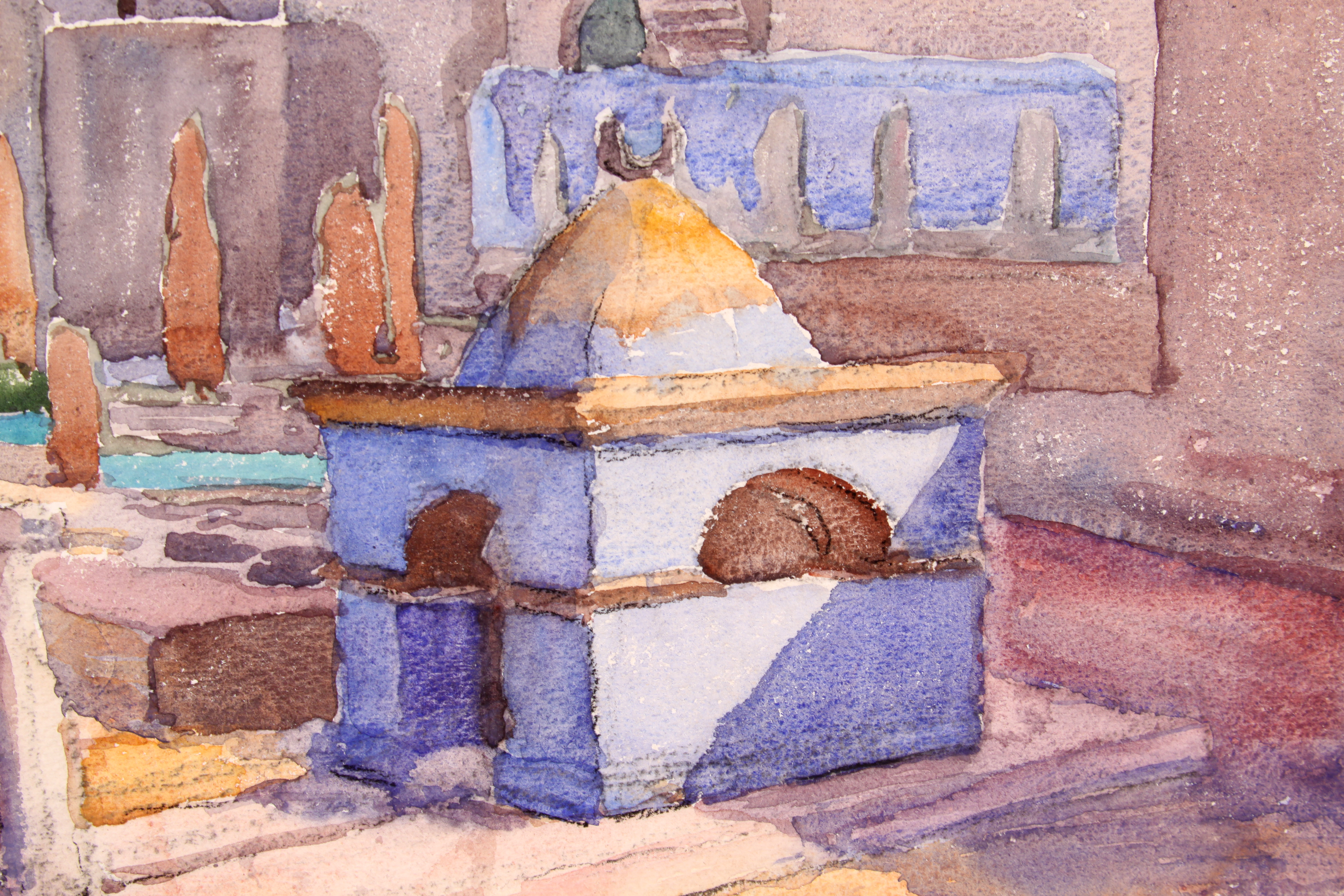 Original c. 1930s French Watercolor by Raoul Monory