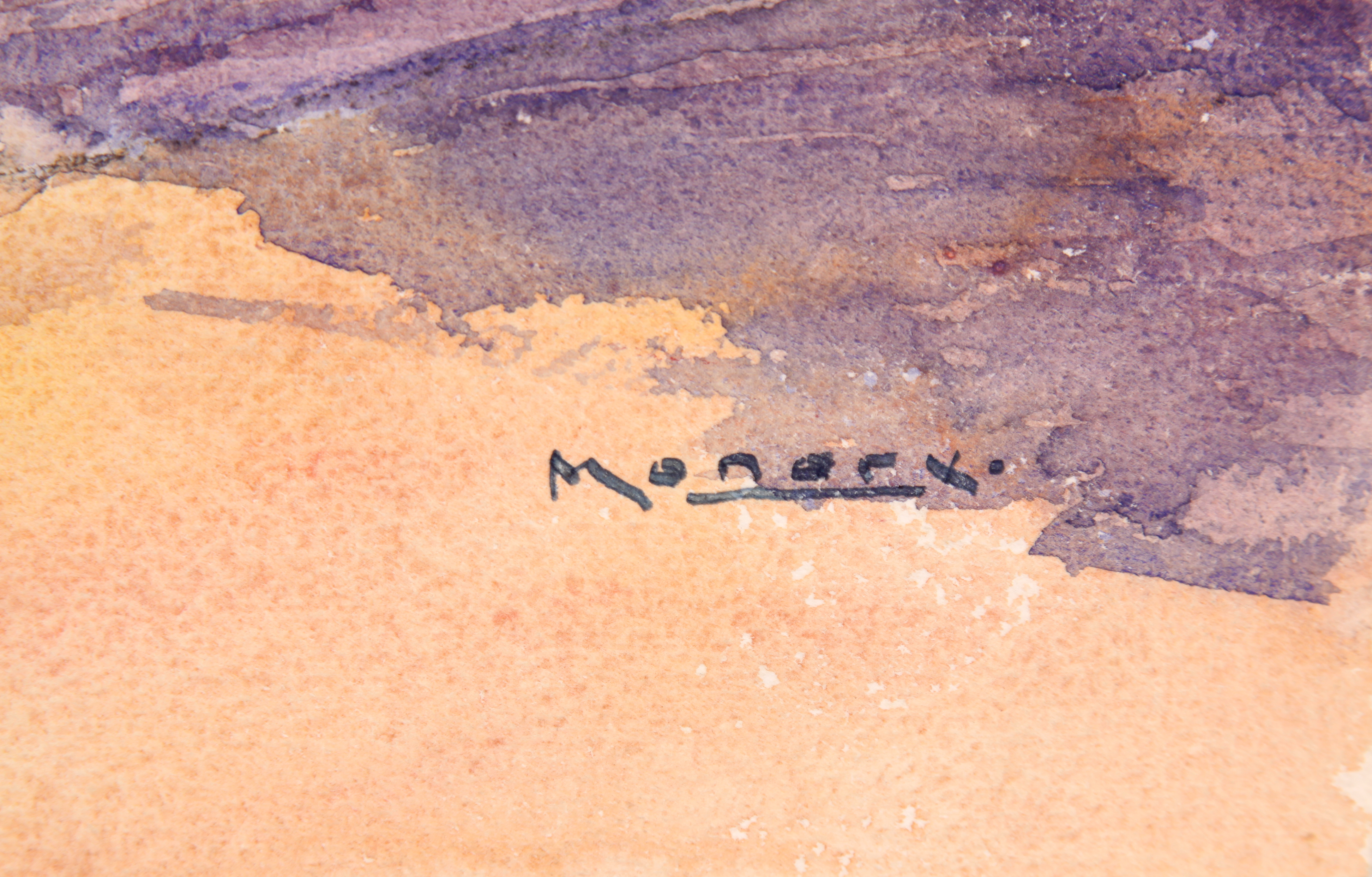 Original c. 1930s French Watercolor by Raoul Monory