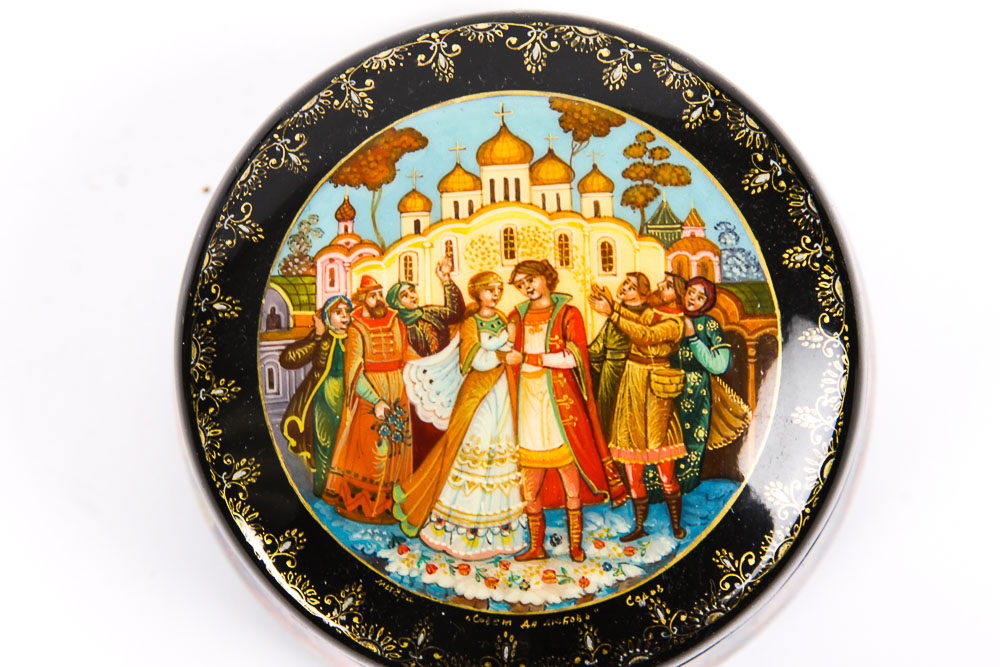 Five Black Lacquer Legend and Fairy Tale Boxes