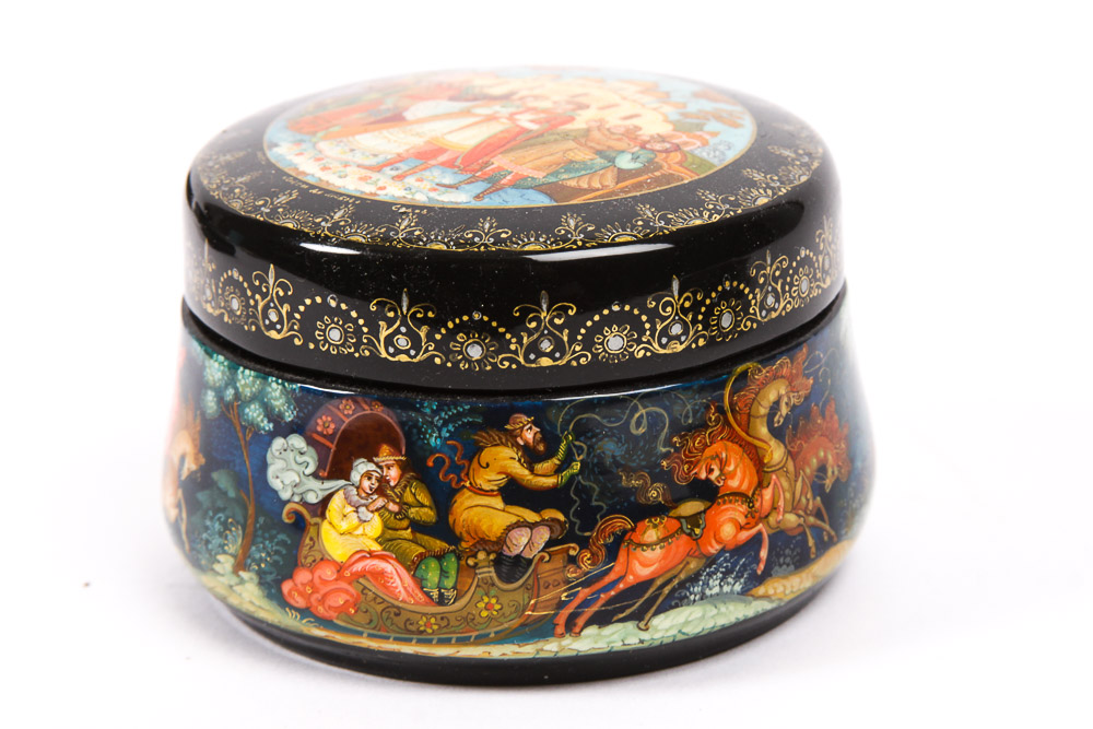 Five Black Lacquer Legend and Fairy Tale Boxes