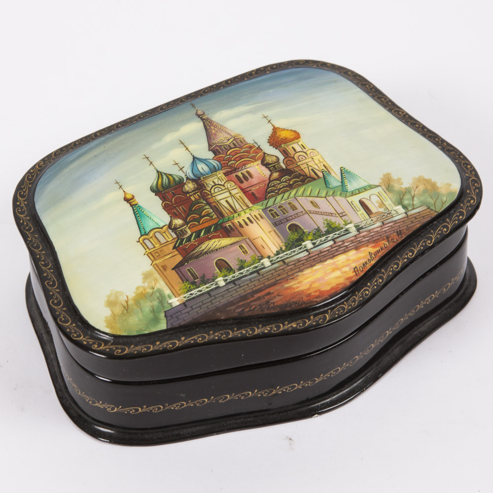 Signed Hand-Painted Russian Lacquer Box