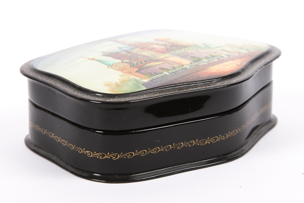 Signed Hand-Painted Russian Lacquer Box
