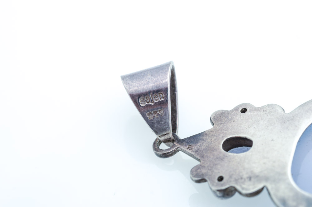 Sterling Silver Necklace with Gemstone Pendants