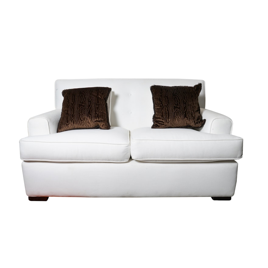 White Loveseat with Accent Pillows