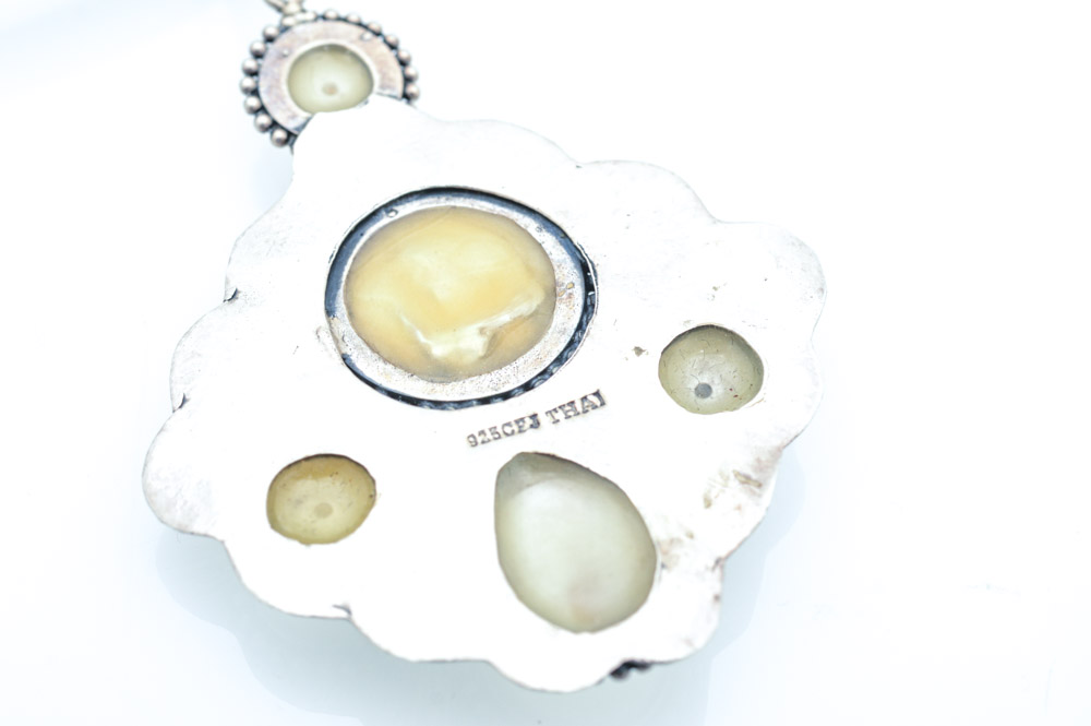 Sterling Silver Necklace with Gemstone Pendants