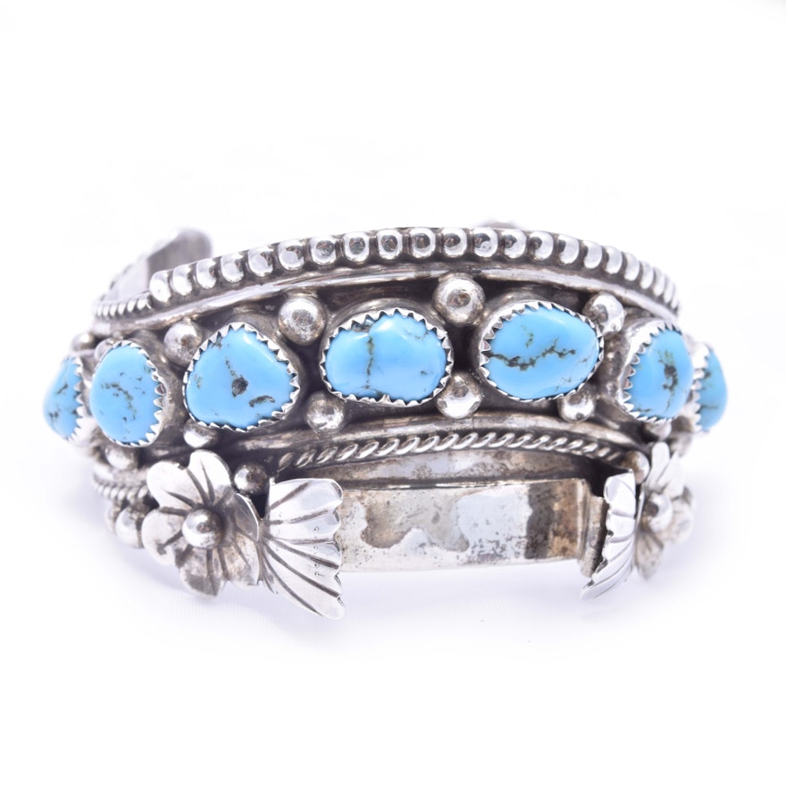 Jameson Lee Navajo Diné Sterling Silver Turquoise Cuff Bracelet